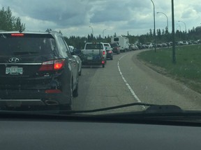 Travellers driving home from lake country on the long weekend were met with hours-long lineups as they tried to pass through Prince Albert