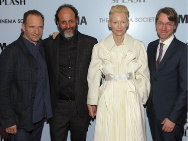 L-R: Ralph Fiennes, Luca Guadagnino, Tilda Swinton and David Kajganich attend a special screening of "A Bigger Splash" at the Museum of Modern Art on April 21, 2016 in New York.