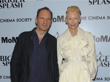 Ralph Fiennes and Tilda Swinton attend a special screening of "A Bigger Splash" at the Museum of Modern Art on April 21, 2016 in New York.