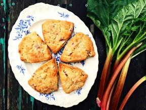 Rhubarb and ginger cream scones.