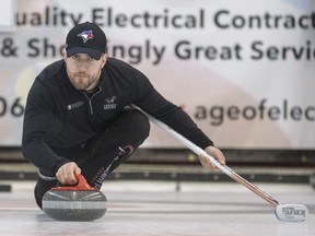 Saskatoon's Steve Laycock was eliminated in the Humpty's Champions Cup 8-3 in Saturday's quarter-finals.