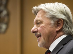 Saskatoon Court House- Chief Justice, Court of Queen's Bench, M.D. Popescul speaks during a ceremony to celebrate the renovation and expansion of  Saskatoon Court of Queen's Bench on Monday, February 8th, 2016.