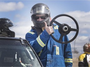 StarPhoenix reporter Brandon Harder got a chance to drive a race car at Wyant Group Raceway during a media event on Friday.