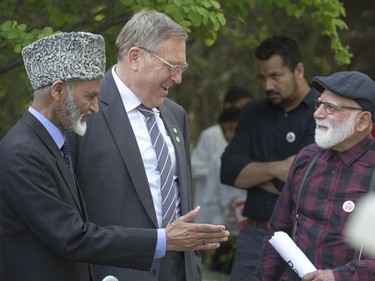 The Ahmadiyya Muslim Jama`at Canada celebrates 50 years of successfully integrating into Canada with National President of the Ahmadiyya Muslim Jama`at, Mr. Lal Khan Malik, receiving a proclamation from Saskatoon Mayor Don Atchison proclaiming Ahmadiyya Muslim Day at a ceremony at Civic Square, May 18, 2016.