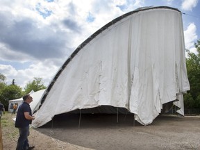 The tent is up for the 2016 season of Shakespeare on the Saskatchewan, May 25, 2016.