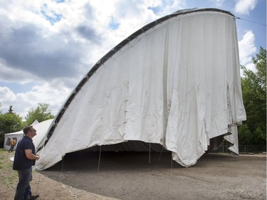 The tent is up for the 2016 season of Shakespeare on the Saskatchewan, May 25, 2016.