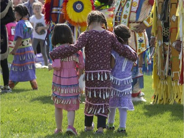 A sunny day enhances the beauty and colour bringing many cultures together at the 24th annual Mount Royal Collegiate Powwow, May 26, 2016.