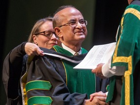 Dr. Rajat Nag receives an honorary degree at the University of Saskatchewan 2016 Convocation at TCU Place, May 30, 2016. (GordWaldner/Saskatoon StarPhoenix)