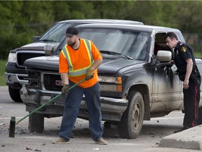 Two innocent vehicles were involved in a hit and run by a third vehicle at the intersection of Clancy Drive and Circle Drive, May 31, 2016. The driver and passenger of the suspects vehicle fled the scene of foot.