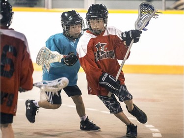 The Land Sharks were up against the Exterminators in a Box Lacrosse game at Kinsmen Arena, May 4, 2016.