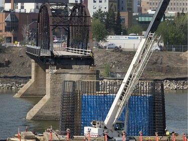 Construction on the new traffic bridge continues to be on time, May 5, 2016.