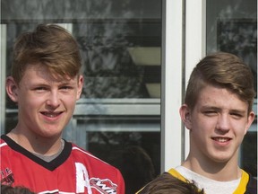 Cole Beamin, left and Jack Michell may be skating together again as they were both drafted by the Prince George Cougars in the 2016 WHL Bantam draft.