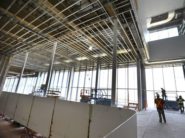 Special Projects Manager for the City of Saskatoon, Jeanna South with Gregory Burke, Remai Modern executive Director and CEO gave the media a tour of the gallery with the building contract at the 90% complete stage, May 6, 2016.