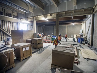 Special Projects Manager for the City of Saskatoon, Jeanna South with Gregory Burke, Remai Modern executive Director and CEO gave the media a tour of the gallery with the building contract at the 90% complete stage, May 6, 2016.