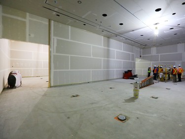 Special Projects Manager for the City of Saskatoon, Jeanna South with Gregory Burke, Remai Modern executive Director and CEO gave the media a tour of the gallery with the building contract at the 90% complete stage, May 6, 2016.