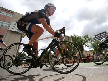 Young races in the women's category at Bikes on Broadway in downtown Saskatoon on May 22, 2016.