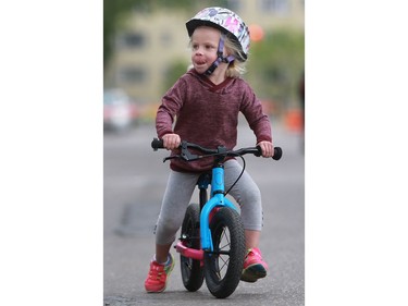 Grace Epp races during the kids category at Bikes on Broadway in downtown Saskatoon on May 22, 2016.