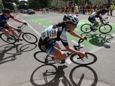 Samantha Hargreaves races in the women category at Bikes on Broadway in downtown Saskatoon on May 22, 2016.