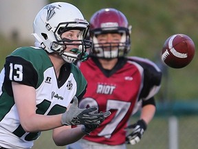 The Valkyries' Alyssa Wiebe makes the catch during a Sunday-night win over Regina.