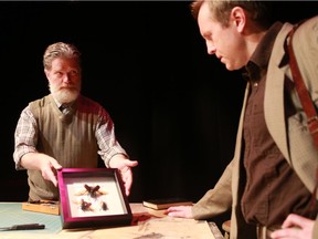 Gordon Portman (L) and Skye Brandon act out a scene from a stage adaptation of Yann Martel's Beatrice & Virgil.