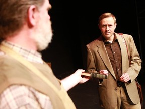 Gordon Portman (left) and Skye Brandon act out a scene from a stage adaptation of Yann Martel's Beatrice and Virgil.