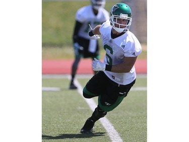 Wide Receiver Rob Bagg during day one of Riders training camp at Griffiths Stadium in Saskatoon, May 29, 2016.