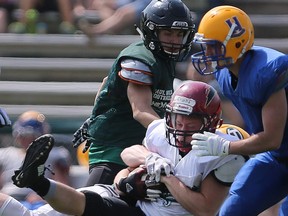 The Saskatoon Hilltops' played their annual blue-and gold game during spring camp at SMF Field on May 8, 2016. (Michelle Berg / Saskatoon StarPhoenix)