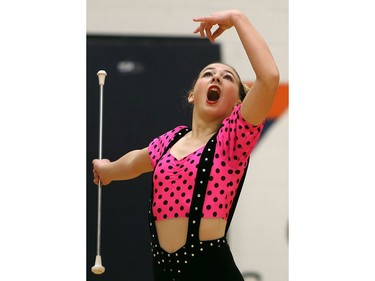 Kira Rich competes at the provincial baton twirling championship at Tommy Douglas Collegiate on May 8, 2016.
