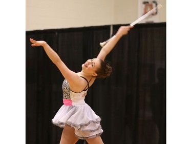 Megan Curtsinger competes at the provincial baton twirling championship at Tommy Douglas Collegiate on May 8, 2016.
