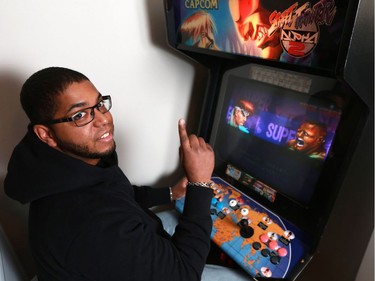 Norman Forrest, who is going to Toronto to compete in a national Street Fighter V competition plays the game on a restored arcade cabinet in his Saskatoon home on May 8, 2016.