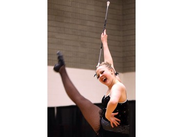 Robin Osika competes at the provincial baton twirling championship at Tommy Douglas Collegiate on May 8, 2016.