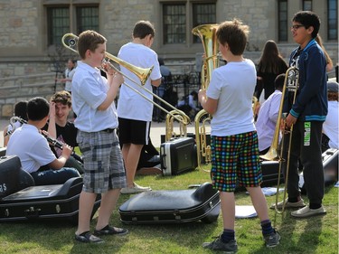 In celebration of Music Monday across the country, 225 students from five schools performed during Bands in The Bowl at the U of S, May 2, 2016.