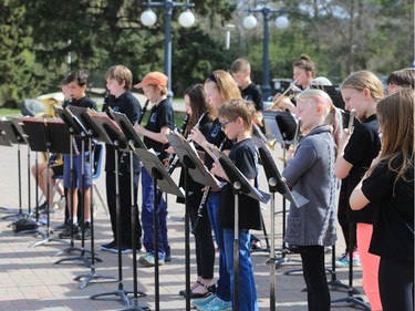 In celebration of Music Monday across the country, 225 students from five schools performed during Bands in The Bowl at the U of S, May 2, 2016.