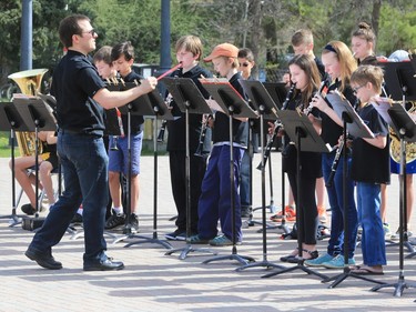 In celebration of Music Monday across the country, 225 students from five schools performed during Bands in The Bowl at the U of S, May 2, 2016.