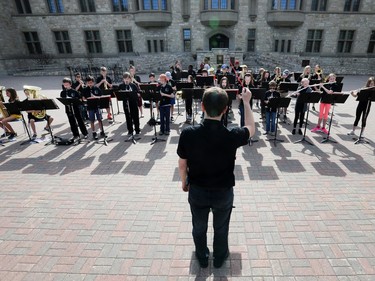 In celebration of Music Monday across the country, 225 students from five schools performed during Bands in The Bowl at the U of S, May 2, 2016.