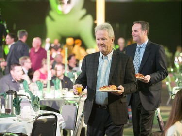 People enjoy their breakfast during the annual Huskies Dog's Breakfast event at Prairieland Park, May 5, 2016.