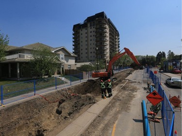 Work continues on Broadway Avenue, May 6, 2016 during a five-month reconstruction of the area.