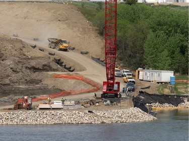 Media were given a tour of work progressing on the north commuter bridge and link to McOrmond Drive, May 18, 2016. Excavation for Pier 1 has taken place while construction of Pier 1 and the east embankment for the bridge continues.