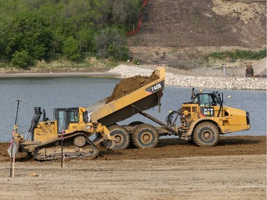 Media were given a tour of work progressing on the north commuter bridge and link to McOrmond Drive, May 18, 2016. Excavation for Pier 1 has taken place while construction of Pier 1 and the east embankment for the bridge continues.