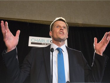 Charlie Clark, with handshakes and lots of hugs from supporters, announced his bid for mayor during a packed event at the Bessborough Hotel, May 18, 2016.