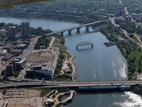 Traffic Bridge construction, May 27, 2016.