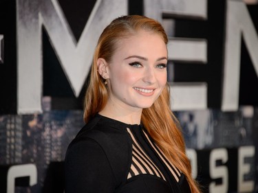 British actress Sophie Turner poses for photographers upon arrival at the screening of "X-Men: Apocalypse" at a central cinema in London, England, May 9, 2016.