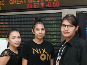 Lindsay Dillon, from left, Mackenzie Cameron and Keenan Bird were among about 70 students from across Saskatchewan who attended an entrepreneurship event at the University of Saskatchewan on May 27, 2016.