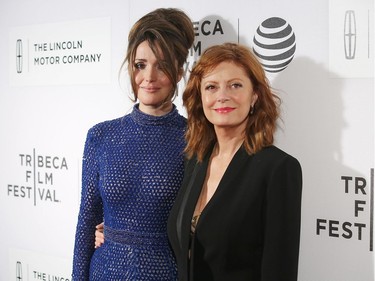 Actors Rose Byrne (L) and Susan Sarandon attend "The Meddler" premiere at John Zuccotti Theatre at BMCC Tribeca Performing Arts Centre on April 19, 2016 in New York City.