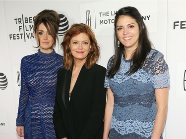 L-R: Actors Rose Byrne, Susan Sarandon and Cecily Strong attend "The Meddler" premiere at John Zuccotti Theatre at BMCC Tribeca Performing Arts Centre on April 19, 2016 in New York City.