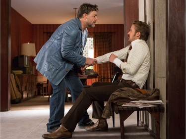 Russell Crowe (L) and Ryan Gosling star in "The Nice Guys."