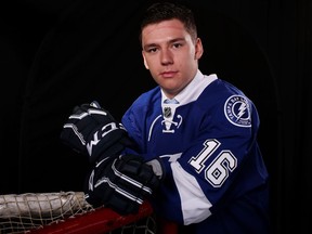 Libor Hajek poses for a portrait after being selected 37th overall by the Tampa Bay Lightning on Saturday.