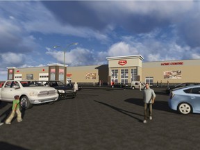 An artist's rendering of the new home centre Saskatoon Co-op plans to build on the site of its now-closed grocery store on 8th Street East.