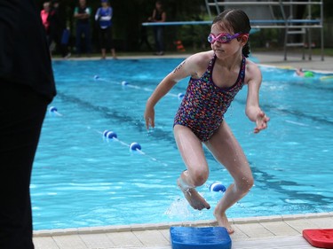 Georgia Rainville competes in the Kids of Steel Triathlon at Riversdale Pool and Victoria Park in Saskatoon on June 19, 2016.