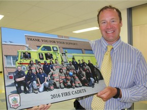 Brandon Stroh, E.D. Feehan Catholic School principal, says part of the goal of the fire cadet program is to inspire students to better serve their community. The program has expanded into five schools in the city this year.